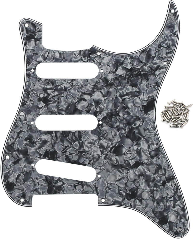 FLEOR 11 Holes ST Style Pickguard SSS Guitar Pickguard Pick Guard Scratchplate with Screws Set,4Ply Grey Pearl - Image 1